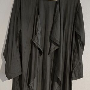 Lightweight Draped Open Front Cardigan - Olive